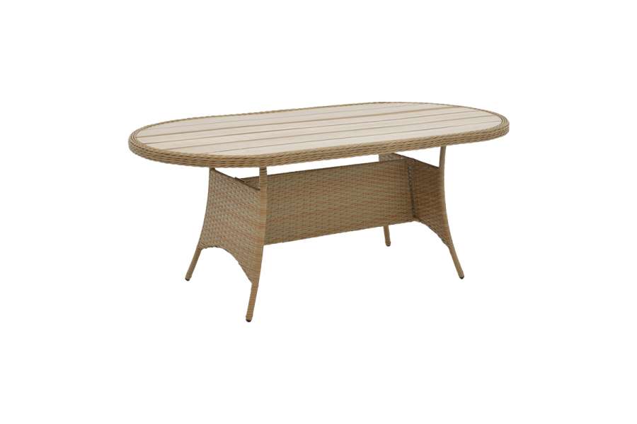 Τραπέζι Keir pakoworld rattan-αλουμίνιο καφέ 180x90x72εκ