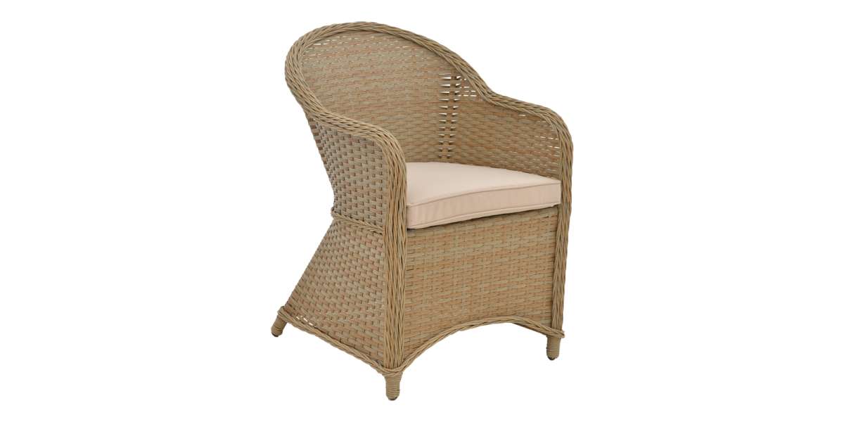 Πολυθρόνα κήπου Hadrian pakoworld rattan καφέ- textilene μπεζ 57x70x85εκ