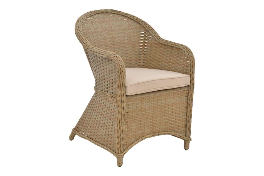 Πολυθρόνα κήπου Hadrian pakoworld rattan καφέ- textilene μπεζ 57x70x85εκ