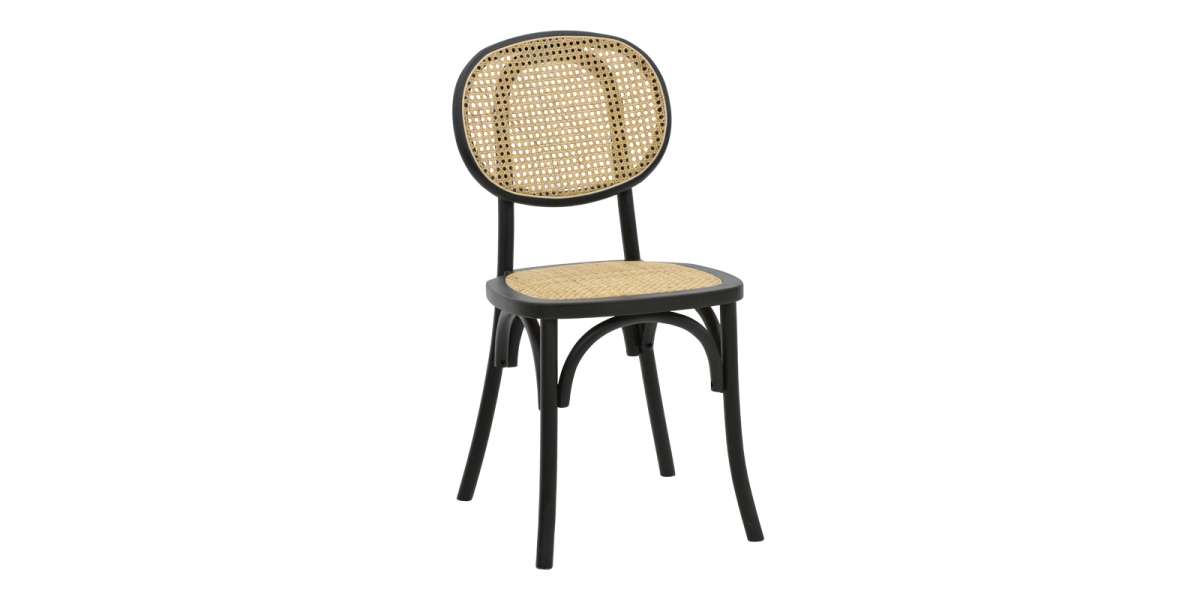 Καρέκλα Zoel pakoworld μαύρο ξύλο οξιάς-φυσικό rattan 45x52x82εκ