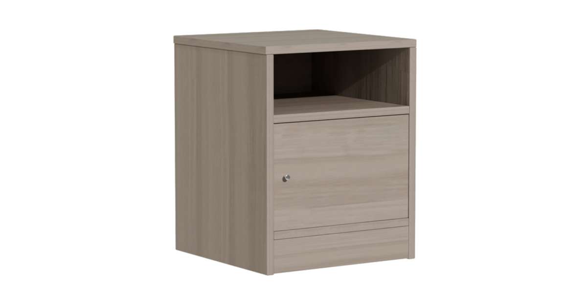 Κομοδίνο Foly pakoworld με ένα ντουλάπι γκρι oak 40x40x50εκ