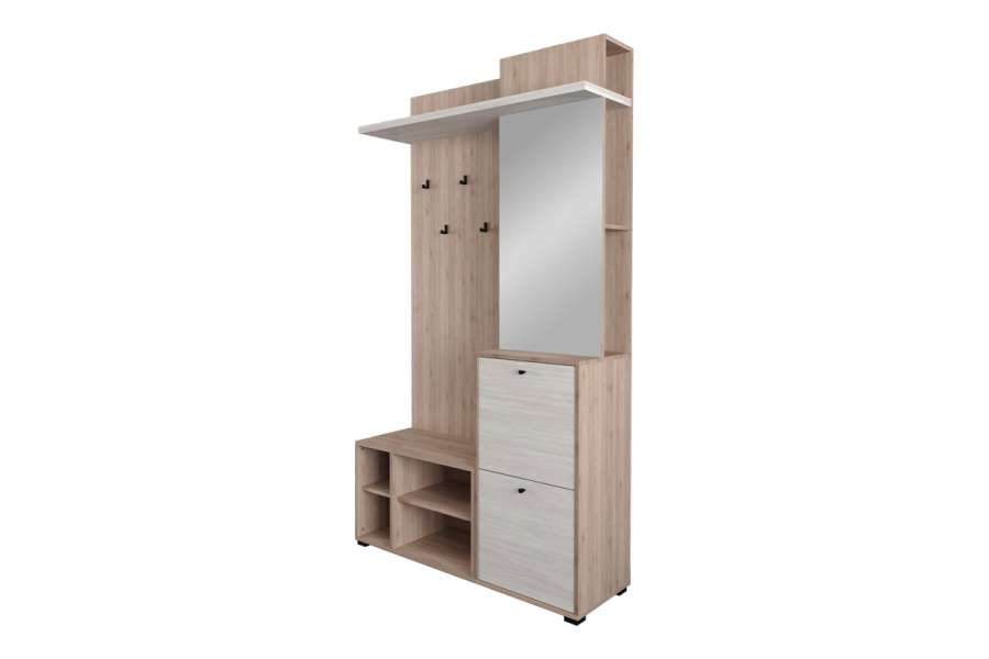 Έπιπλο εισόδου Louisen pakoworld oak-λευκό μελαμίνης 125x40x217.5εκ