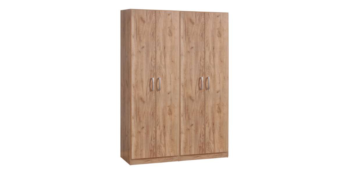 Ντουλάπα ρούχων τετράφυλλη Jonar I pakoworld χρώμα oak 120x42x180εκ